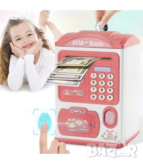 FYRIX Premium касичка за деца Електронен банкомат за пари с парола и заключване със сензор за пръст, снимка 3 - Образователни игри - 53422714