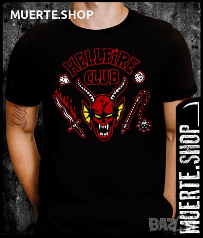 Черна тениска с щампа HELLFIRE CLUB
