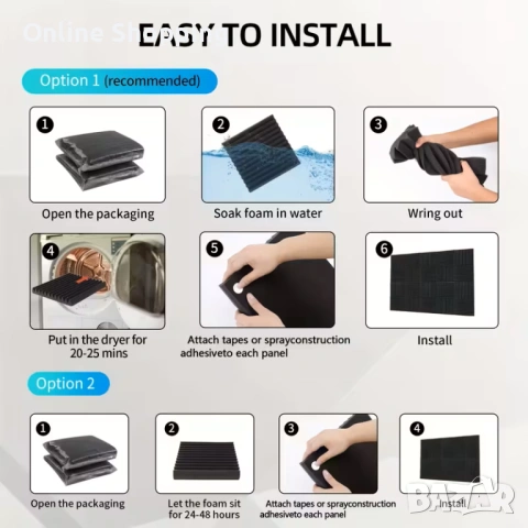 Акустични Панели за шумоизолация и звукоизолация, 12 броя, огнеупорни, снимка 8 - Изолации - 50434591