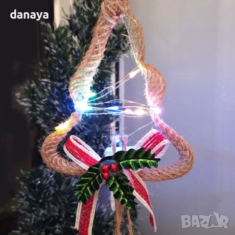 4161 Светеща коледна украса Елхичка със звънчета, снимка 2 - Декорация за дома - 42593122