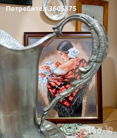 Масивна кана,сплав и калай,маркирана , снимка 2 - Антикварни и старинни предмети - 53806907