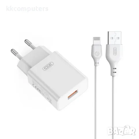 Зарядно/Адаптер 220V / XO-L127 / USB QC 3.0 18W / + USB - Lightning Кабел / Бял / Баркод : 456427