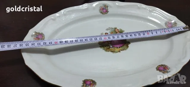 Стар български порцелан Изида плато елипса , снимка 7 - Антикварни и старинни предмети - 48552777