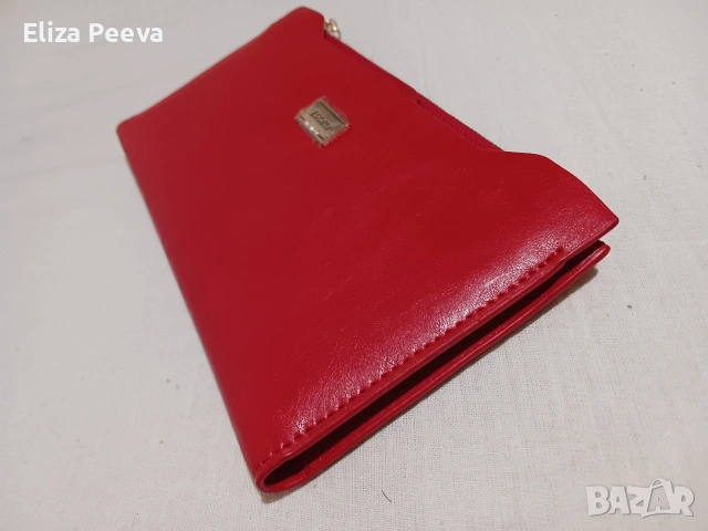 червен дамски портфейл от естествена кожа, снимка 6 - Портфейли, портмонета - 53141940