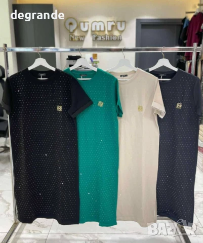 Черна памучна рокля Loewe с камъчета, снимка 2 - Рокли - 51286251