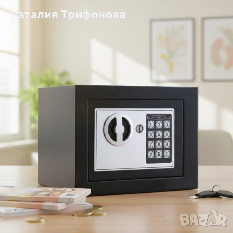 Електронен сейф с кодова клавиатура и резервен механичен ключ – 4.6L, включени батерии и монтажни бо, снимка 3 - Друга електроника - 53211910