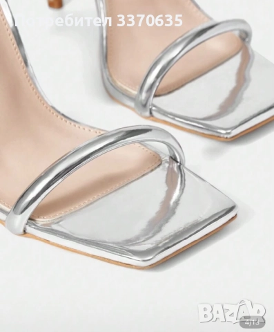 Сребристи високи обувки, EUR 39, снимка 3 - Дамски обувки на ток - 52062270