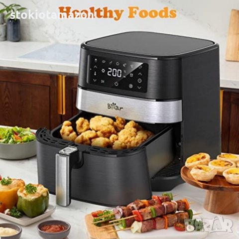 Air fryer BEAR 5,5 л с 360° бърза циркулация на горещ въздух, 1700 W, снимка 4 - Фритюрници - 38744816