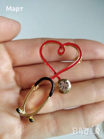 Медицинска Брошка Стетоскоп Подарък за студент Лекар Доктор Фармацевт , снимка 4 - Други - 37941029