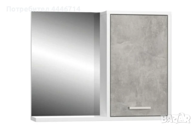 Огледален шкаф, Огледало с шкаф за баня бял бетон