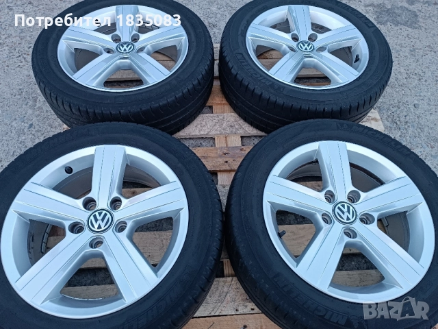 Лети джанти 16ки 5х112 VW + летни гуми 205/55/16 Michelin, снимка 2 - Гуми и джанти - 52496313