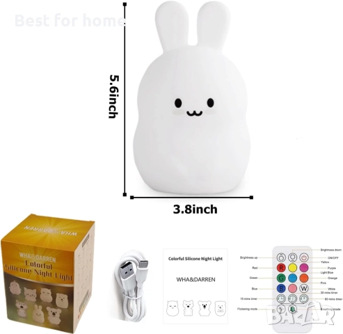 Нощна лампа за деца, снимка 8 - Настолни лампи - 52223883