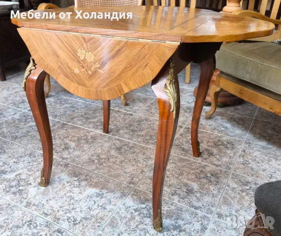 Антикварна масичка с интарзия Луи XV, снимка 9 - Маси - 56017455