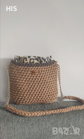 Дамска плетена луксозна чанта , ръчно изработена , кафява, снимка 6 - Чанти - 40479503