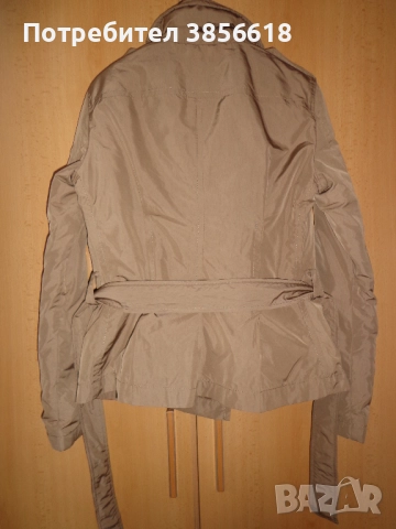 Италианско вталено бежово пухено яке с колан, снимка 3 - Якета - 51469003