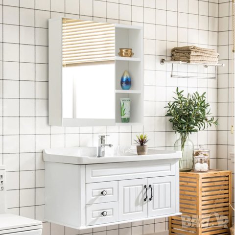 Шкаф за баня с огледало CLIPOP WFBS-BC-D0181WH / WFBS-BC-0117WH, снимка 6 - Шкафове - 42412228