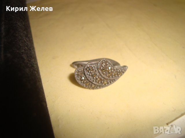 СТАРА МАРКАЗИТЕНА СРЕБЪРНА СКЪПОЦЕННА ОБЕЦА СРЕБРО 925 АНГЛИЯ ЮВЕЛИРНА ВИНТИДЖ АРТ ДЕКО БИЖУ 25963, снимка 14 - Обеци - 35820791