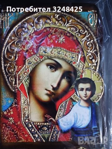 Икона на платно А5 на Пресвета Майка Богородица Закрилница - ръчна изработка . Модел Г. 