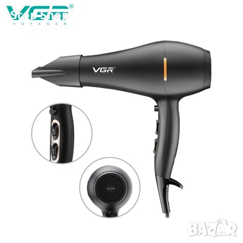 VGR V-433 Професионална салонна серия Сешоар 1800-2200 W AC мотор 3 настройки на топлината (Горещо/Х, снимка 2 - Сешоари - 41807244