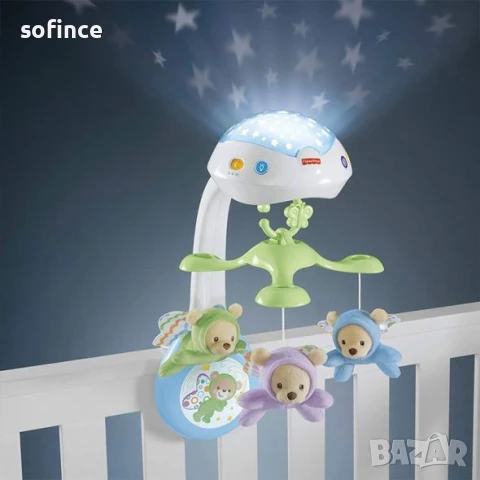 Fisher Price Музикална въртележка - проектор 3 в1 BUTTERFLY DREAMS 0м+ играчка за кошара, снимка 11 - Кошарки - 51273371