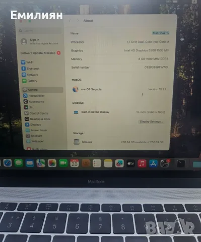 Macbook 12 Retina, Много добър външен вид, Mac OS 15 Sequoia, снимка 2 - Части за лаптопи - 55843407