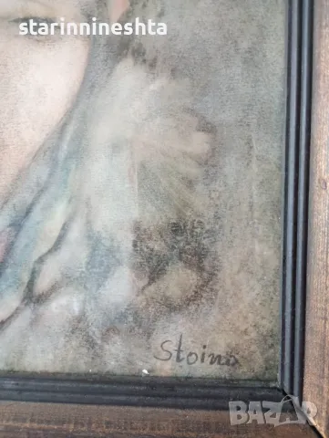 Стара картина актьор художник Стойно Добрев старинна картина , снимка 2 - Антикварни и старинни предмети - 49697428