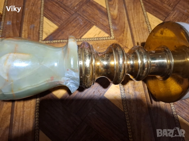 Стара месингова поставка с три крака, снимка 3 - Антикварни и старинни предмети - 51583132