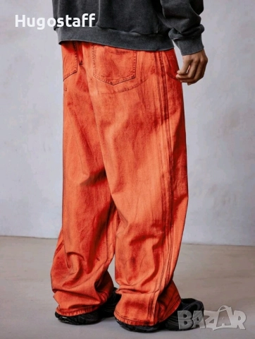 Нови baggy дънки  Casual Loose Fit Jeans панталони карго Л, снимка 3 - Дънки - 52034041