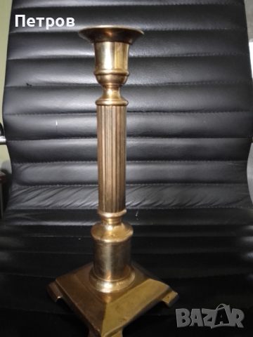 свещник месингов 25 см, снимка 2 - Антикварни и старинни предмети - 44600485