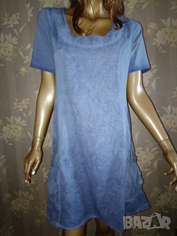 Yest M, L-Тънка  къса памучна лятна рокля в цвят деним , снимка 1