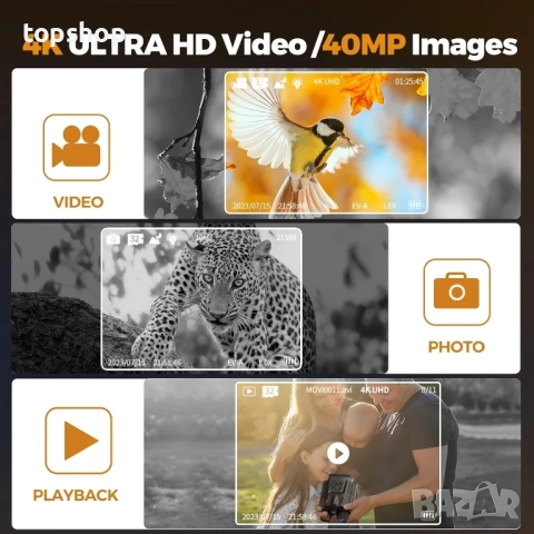 Нов Дийимин 4K бинокъл за нощно виждане, 3-инчов HD екран с 8X цифрово увеличение,  батерия 5000mAh, снимка 4 - Екипировка - 51637840