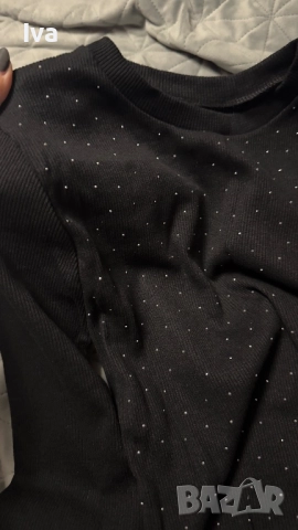 Alessa дамски комплект обсипан с камъни с дълъг ръкав и широк панталон - размери, снимка 4 - Комплекти - 50234593