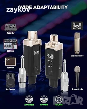 STRICH UHF безжична микрофонна система, XLR микрофонен адаптер, 16 канала, снимка 5 - Микрофони - 52614262