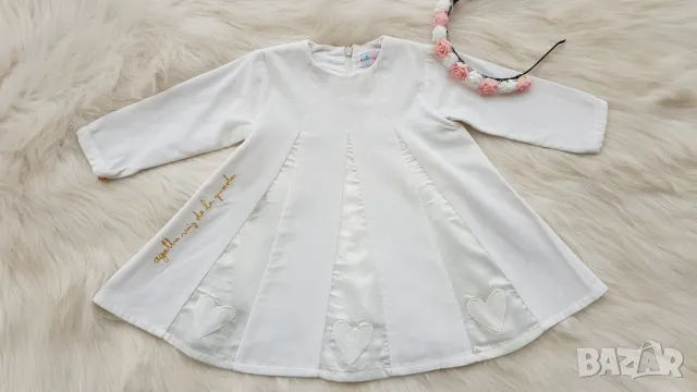 Детска бяла рокля H&M 9-12 месеца, снимка 11 - Бебешки рокли - 48372341