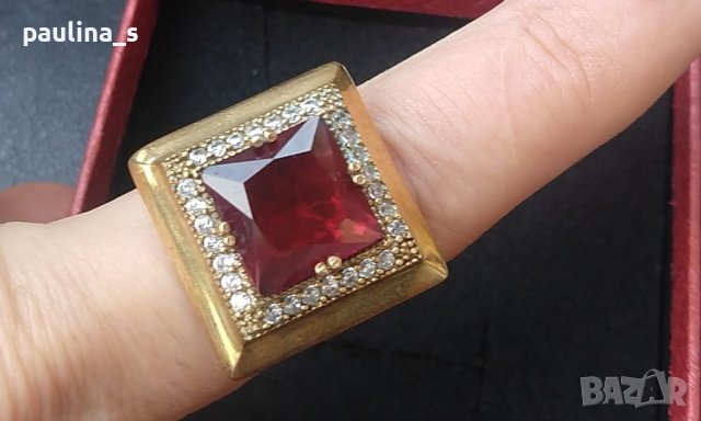 ВИНТИДЖ / Два различни броя / Сребърен пръстен с рубин и Сребърен пръстен с Ларимар , снимка 4 - Пръстени - 41327409