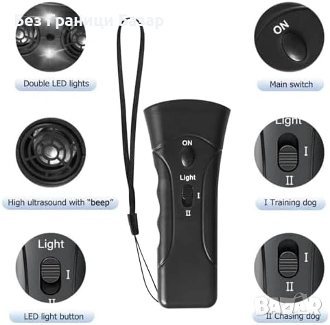 Нов Ултразвуков тренинг уред за кучета против лай, дърпане с фенер, снимка 2 - За кучета - 53647313