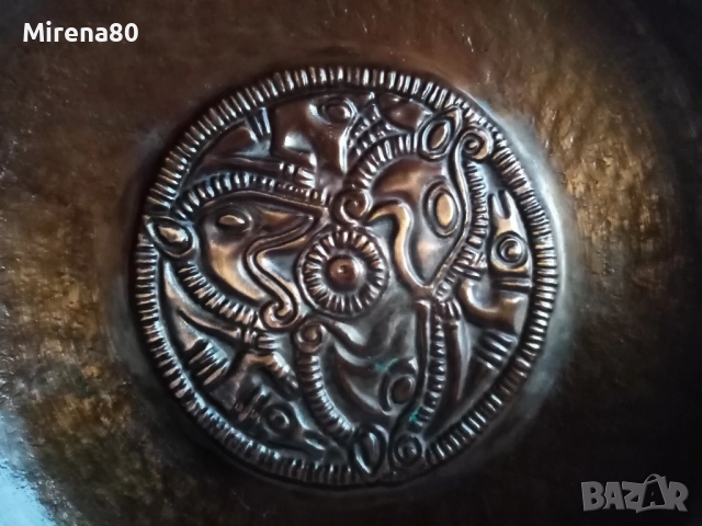 Стара медна чиния, снимка 2 - Антикварни и старинни предмети - 52507317