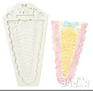 Завързана лента връзка пандела за рокля корсет дреха балет облекло силиконов молд форма фондан декор, снимка 2 - Форми - 47298432