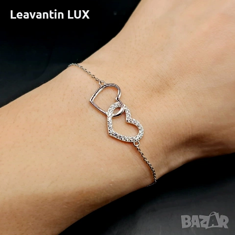 Сребърна гривна Сърца, снимка 3 - Гривни - 53618787