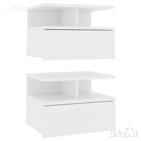 vidaXL Нощни шкафчета за стена, 2 бр, бели, 40x31x27см инженерно дърво