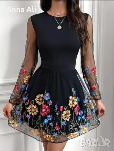 Дамска елегантна рокля с бродерия, снимка 2 - Рокли - 48853023