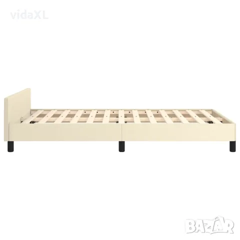 vidaXL Рамка за легло с табла без матрак, кремава, 120x200 см, снимка 6 - Спални и легла - 56147183