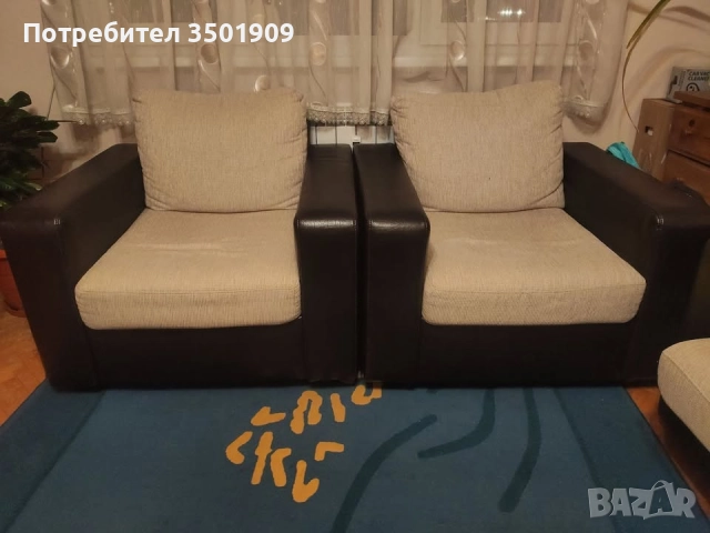 Разтегателен диван + два фотьойла, снимка 4 - Дивани и мека мебел - 52533267