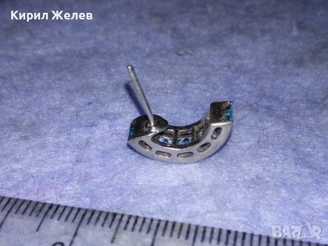 СКЪПОЦЕННА СРЕБЪРНА АР ДЕКО ОБЕЦА СРЕБРО 925 с ЮВЕЛИРНО ФАСЕТИРАН СИН ЦИРКОНИЙ 38220, снимка 11 - Обеци - 40933205