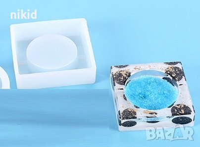 Квадрат квадратен пепелник силиконов молд форма калъп за направа подложка чаша и др гипс смола, снимка 2 - Форми - 42200202