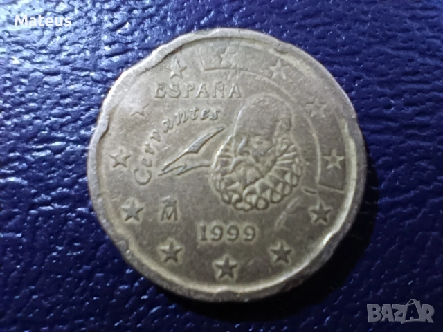 20 Евроцента 1999 Испания с дефект, снимка 4 - Нумизматика и бонистика - 53608979