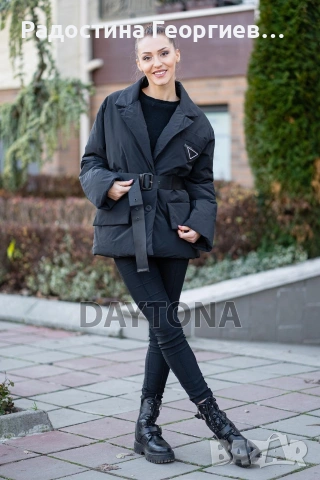 Къса дамска грейка с колан (тип сако), снимка 3 - Якета - 53053090