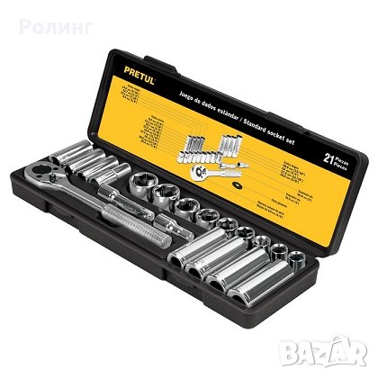 PRETUL Комплект тресчотка с вложки 3/8″ – 21 части/21191