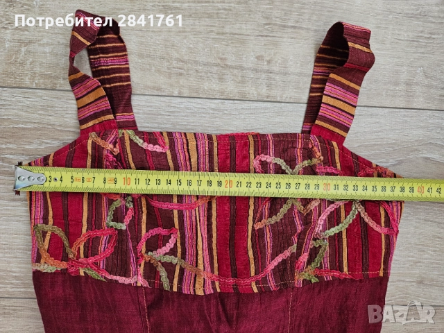 Червена ленена рокля, снимка 7 - Рокли - 45490294