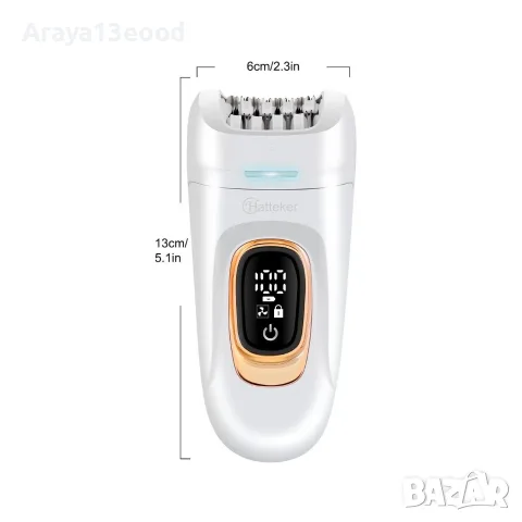 HATTEKER HT-582 2-в-1 дамски епилатор с епилираща и бръснеща глава – IPX7, USB-C, снимка 6 - Епилатори - 55975105